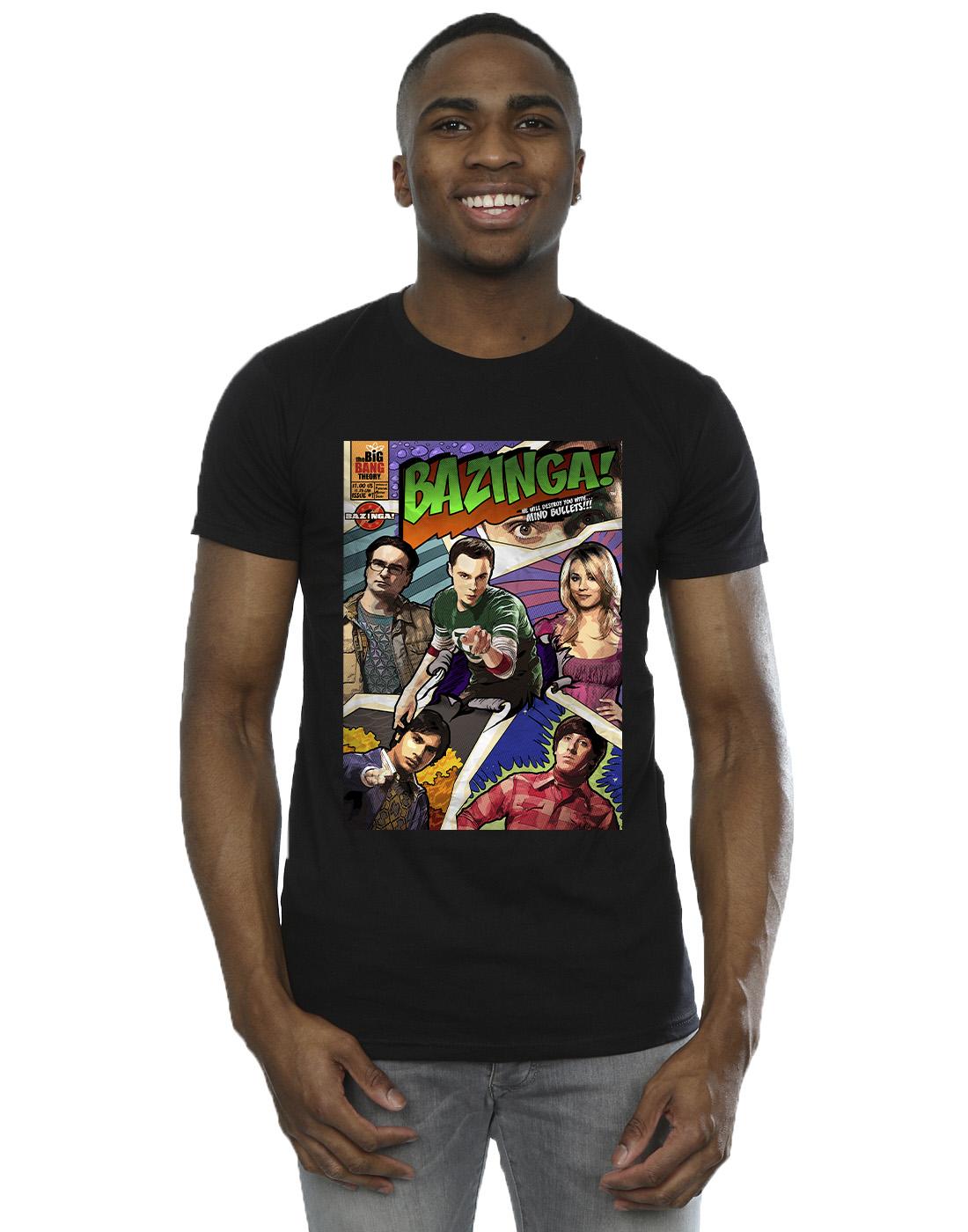 Black - Back - The Big Bang Theory Mens Bazinga Cover T-Shirt