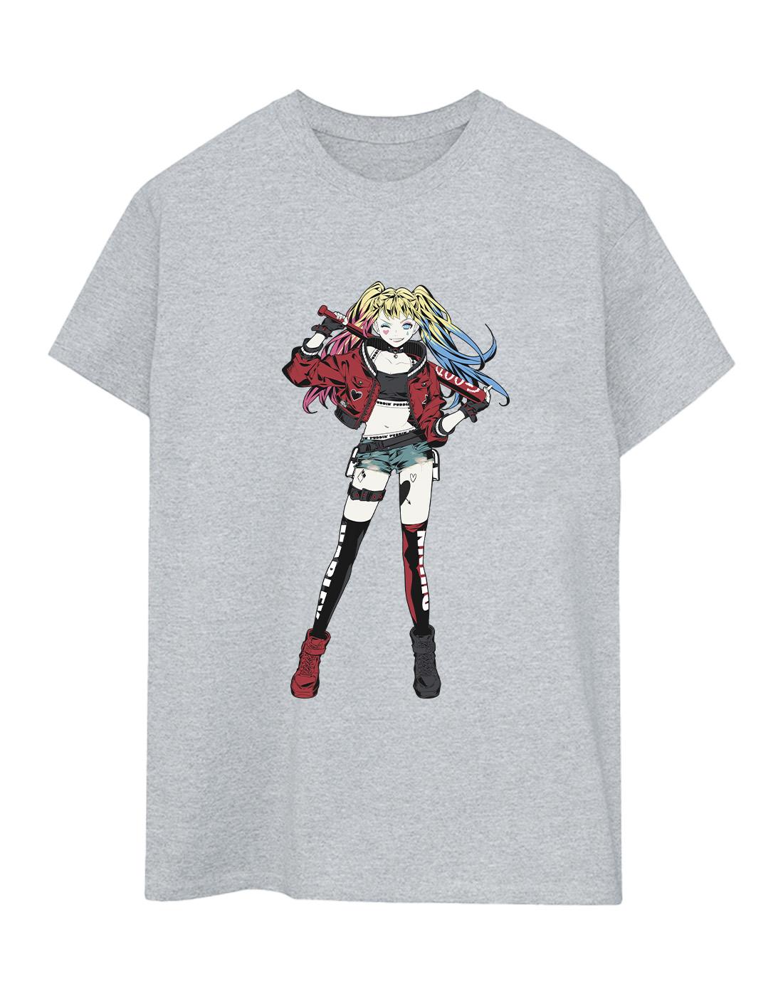 Sports Grey - Front - DC Comics Womens-Ladies Harley Quinn Standing Pose Cotton Boyfriend T-Shirt