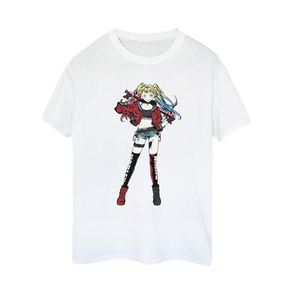 White - Front - DC Comics Womens-Ladies Harley Quinn Standing Pose Cotton Boyfriend T-Shirt