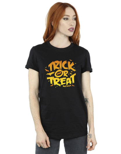 Black - Front - DC Comics Womens-Ladies Batman Trick Or Treat Cotton Boyfriend T-Shirt