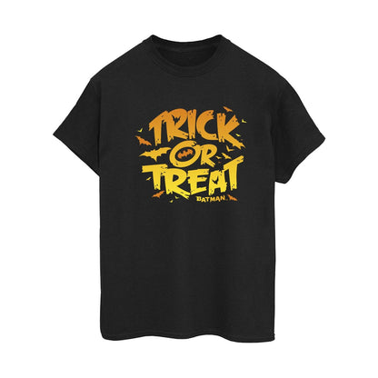 Black - Side - DC Comics Womens-Ladies Batman Trick Or Treat Cotton Boyfriend T-Shirt