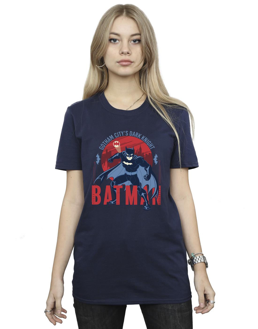 Navy Blue - Back - DC Comics Womens-Ladies Batman Gotham City Cotton Boyfriend T-Shirt
