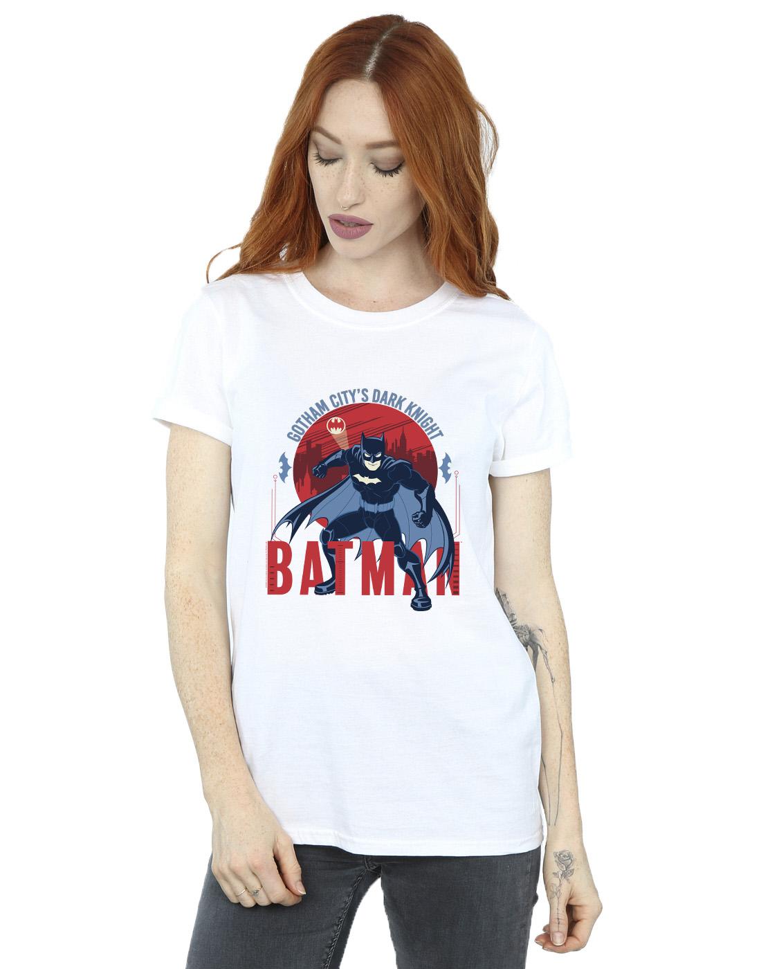 White - Back - DC Comics Womens-Ladies Batman Gotham City Cotton Boyfriend T-Shirt