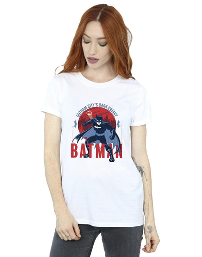 White - Back - DC Comics Womens-Ladies Batman Gotham City Cotton Boyfriend T-Shirt