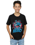 Black - Back - Captain America Boys Full Time Hero Cotton T-Shirt