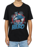 Black - Side - Captain America Boys Full Time Hero Cotton T-Shirt