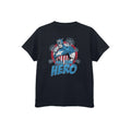 Black - Front - Captain America Boys Full Time Hero Cotton T-Shirt