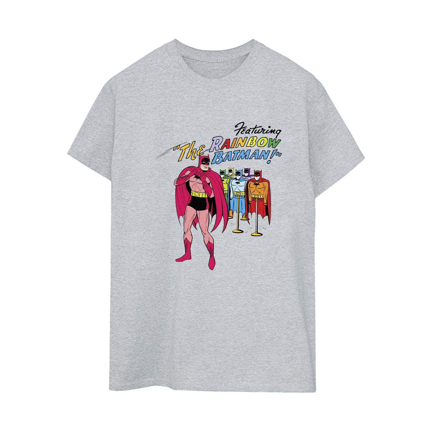 Sports Grey - Front - DC Comics Womens-Ladies Batman Comic Cover Rainbow Batman Cotton Boyfriend T-Shirt