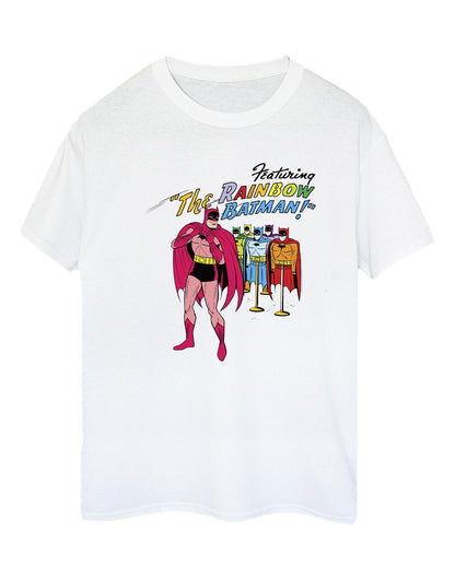 White - Front - DC Comics Womens-Ladies Batman Comic Cover Rainbow Batman Cotton Boyfriend T-Shirt