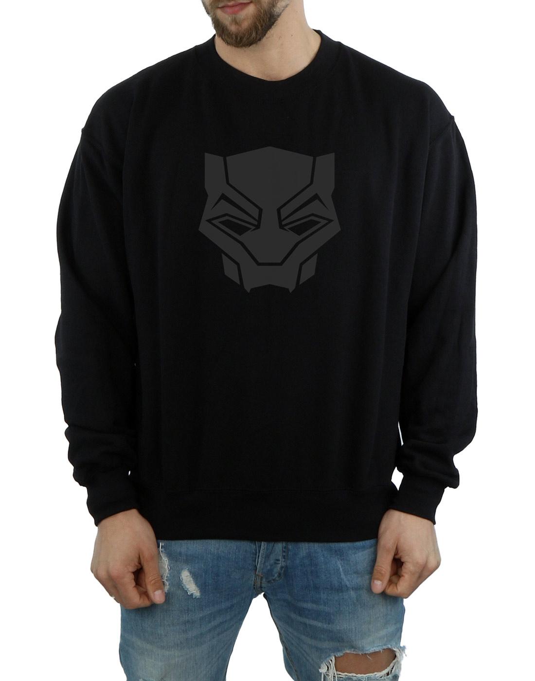 Black - Side - Marvel Mens Black Panther Black On Black Cotton Sweatshirt