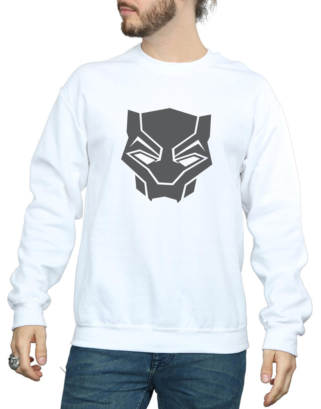 White - Side - Marvel Mens Black Panther Black On Black Cotton Sweatshirt