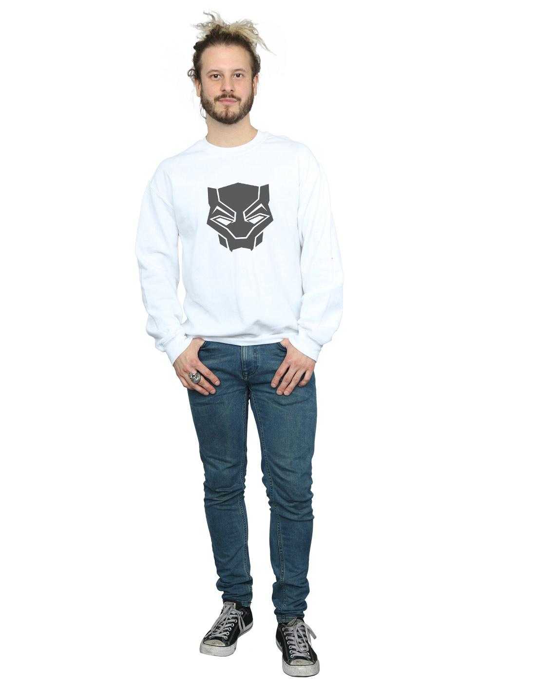 White - Lifestyle - Marvel Mens Black Panther Black On Black Cotton Sweatshirt