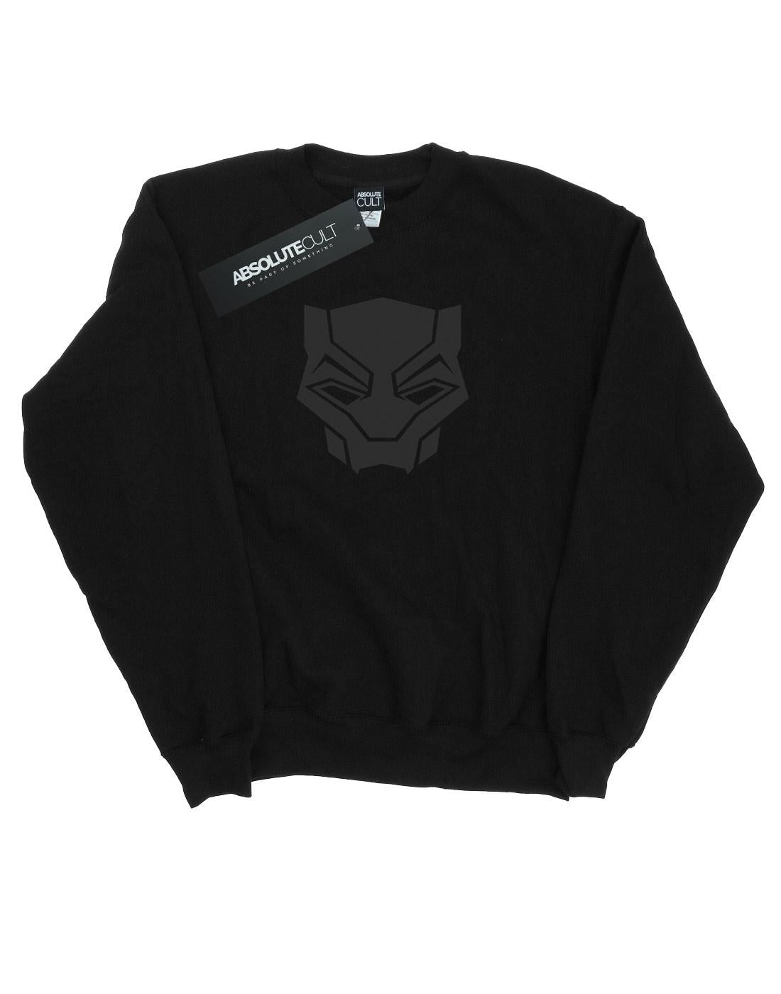 Black - Front - Marvel Mens Black Panther Black On Black Cotton Sweatshirt