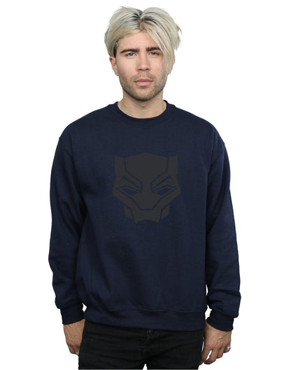 Navy Blue - Back - Marvel Mens Black Panther Black On Black Cotton Sweatshirt