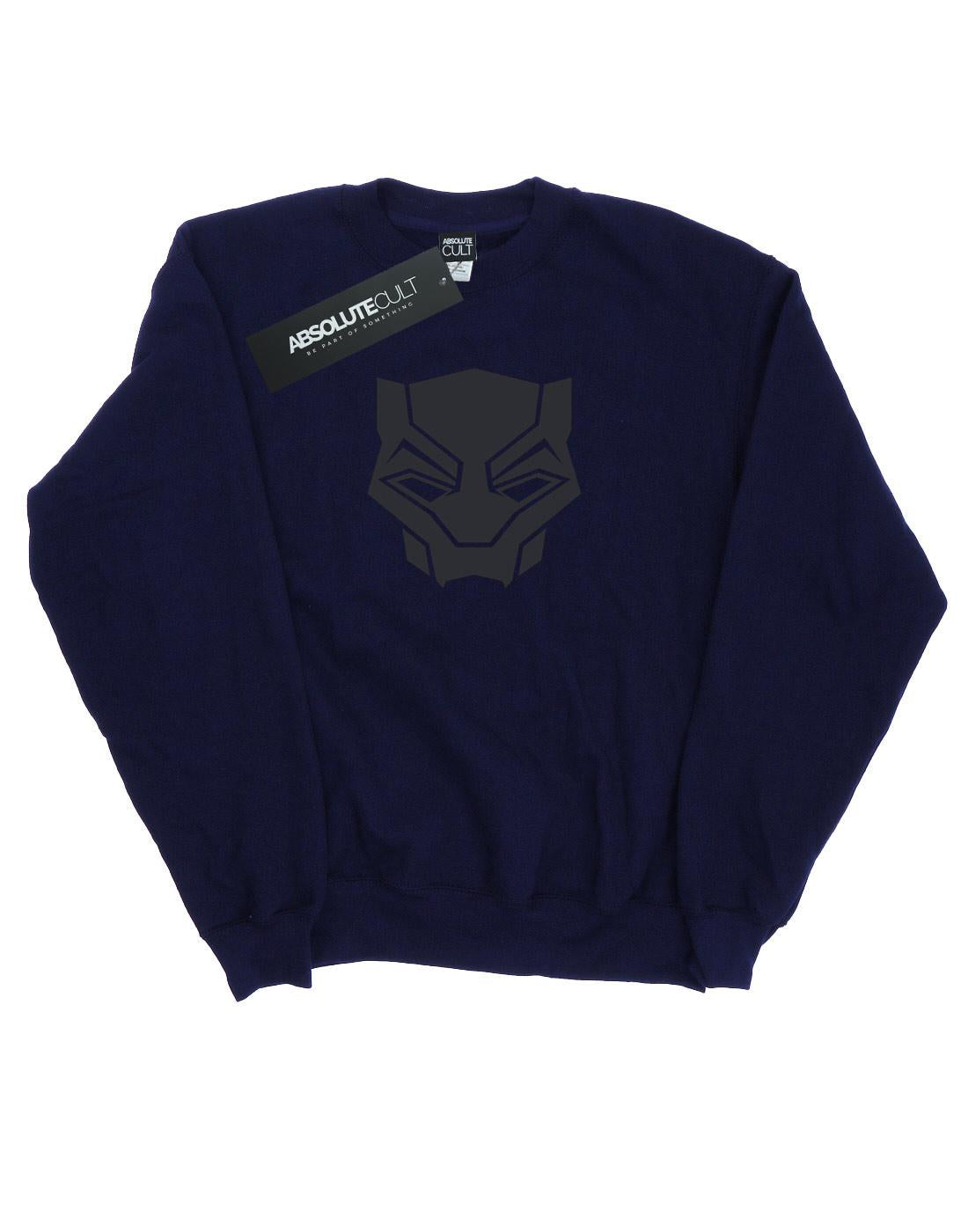 Navy Blue - Front - Marvel Mens Black Panther Black On Black Cotton Sweatshirt