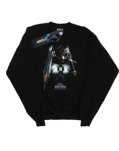 Black - Front - Marvel Mens Black Panther Killmonger Poster Cotton Sweatshirt