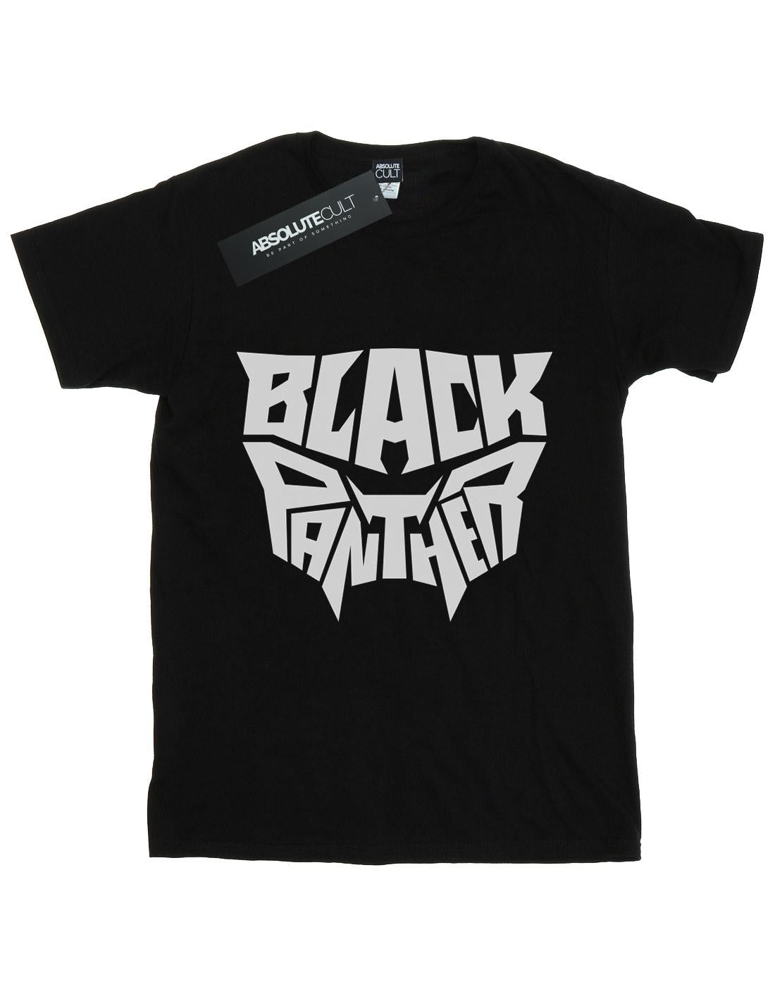 Black - Front - Marvel Womens-Ladies Black Panther Worded Emblem Cotton Boyfriend T-Shirt