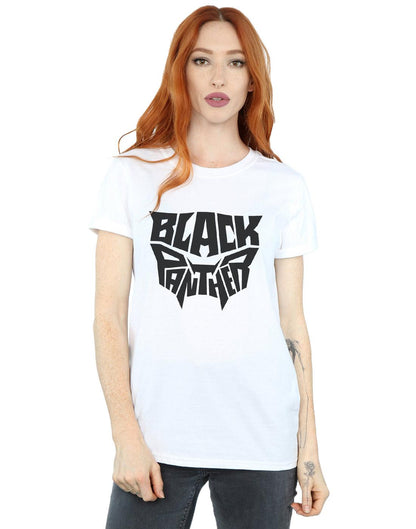 White - Back - Marvel Womens-Ladies Black Panther Worded Emblem Cotton Boyfriend T-Shirt