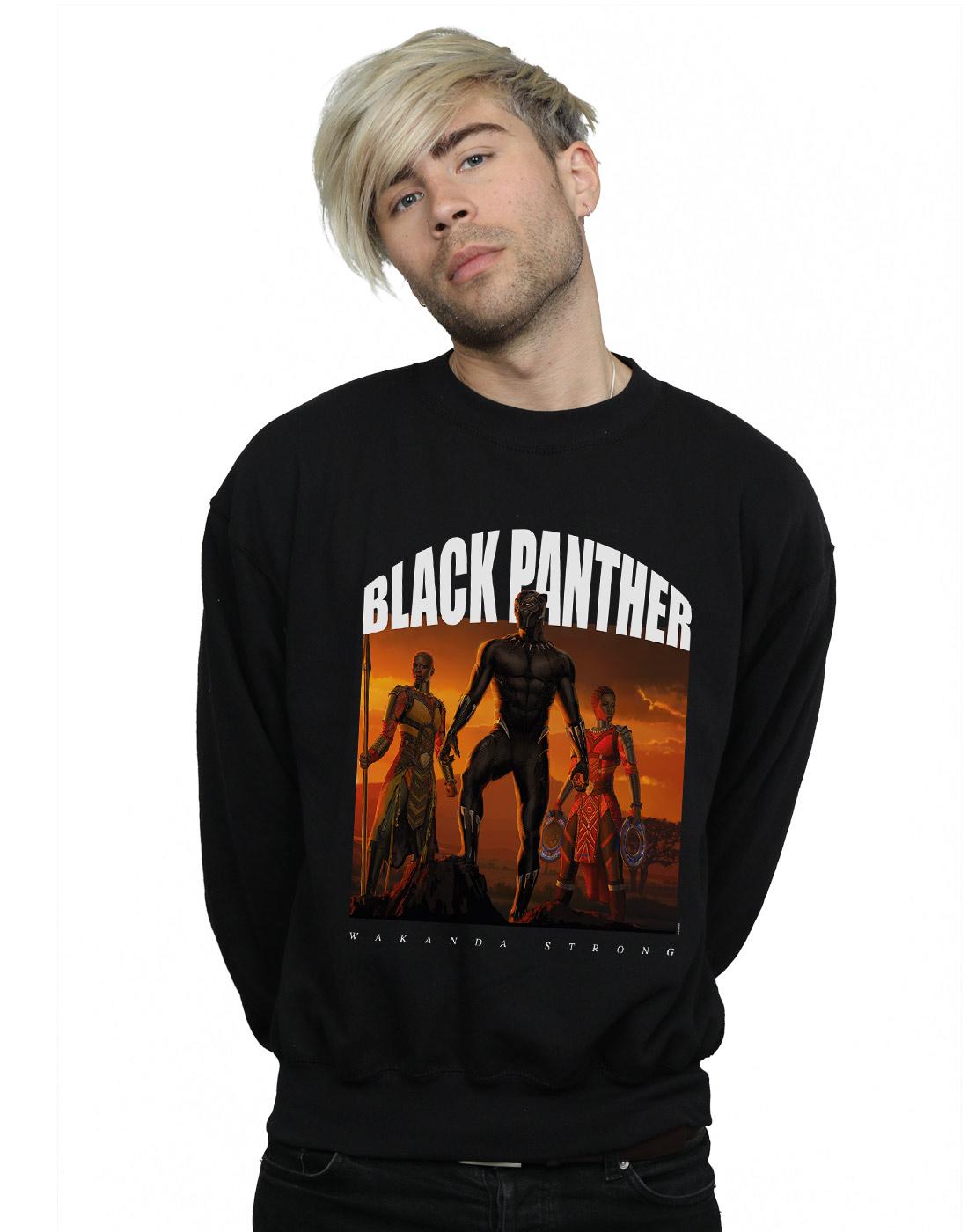 Black - Back - Marvel Mens Black Panther Wakanda Strong Cotton Sweatshirt