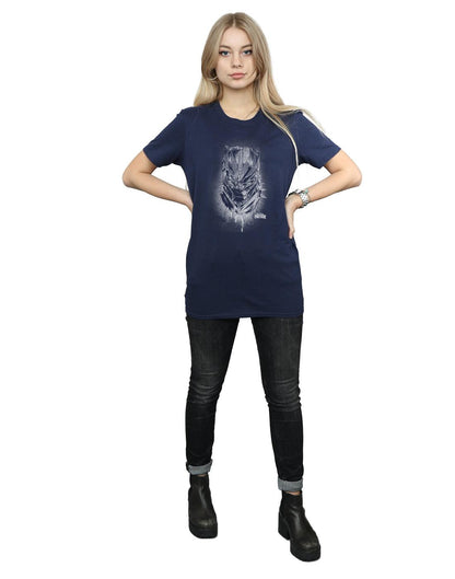Navy Blue - Lifestyle - Marvel Womens-Ladies Black Panther Spray Headshot Cotton Boyfriend T-Shirt
