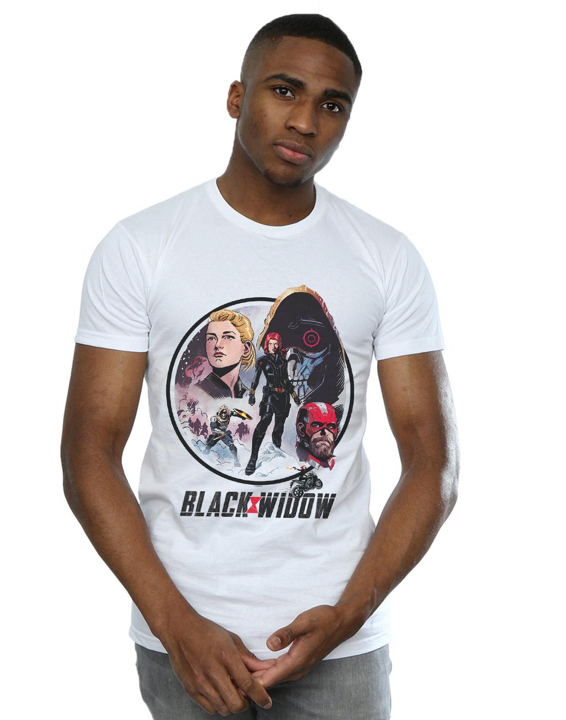 White - Back - Marvel Mens Black Widow Movie Vintage Circle T-Shirt