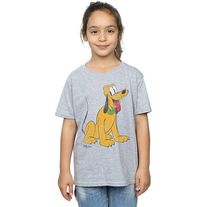 Sports Grey - Back - Disney Girls Classic Pluto T-Shirt