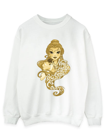 White - Front - Disney Mens Beauty And The Beast Never Judge Cotton Sweatshirt