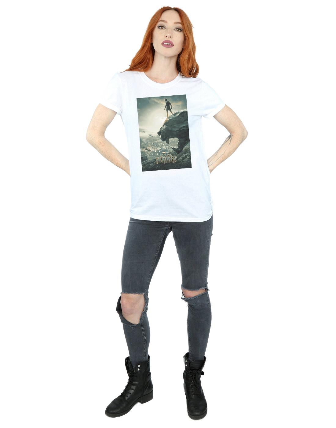 White - Lifestyle - Marvel Womens-Ladies Black Panther Poster Cotton Boyfriend T-Shirt