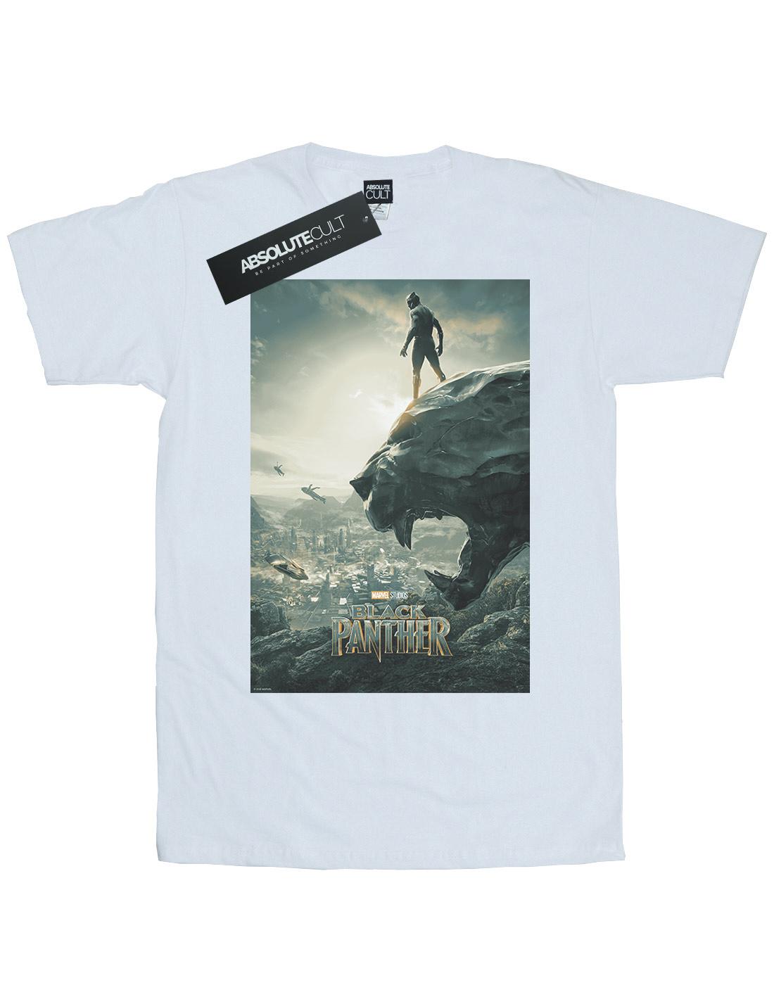 White - Front - Marvel Womens-Ladies Black Panther Poster Cotton Boyfriend T-Shirt