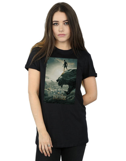 Black - Back - Marvel Womens-Ladies Black Panther Poster Cotton Boyfriend T-Shirt