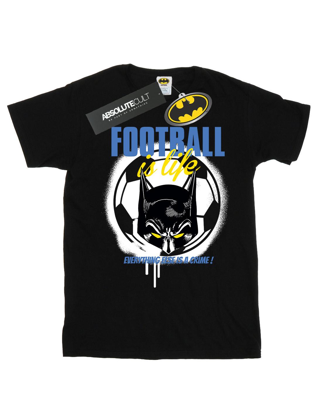 Black - Front - DC Comics Mens Batman Football is Life T-Shirt