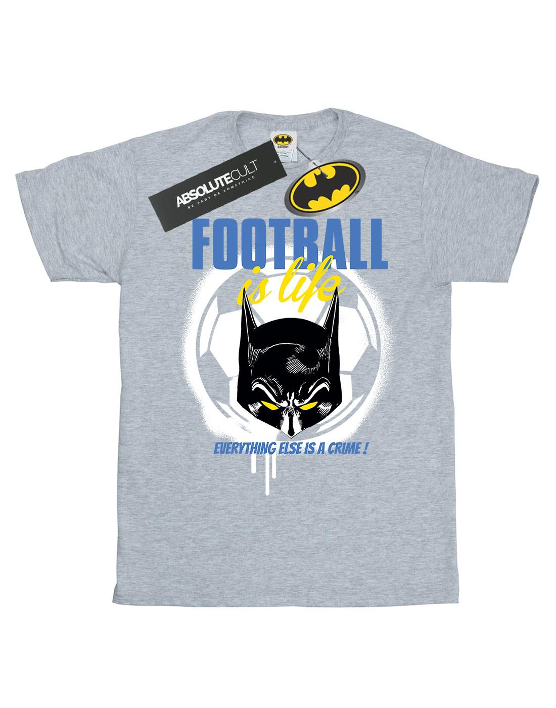Sports Grey - Front - DC Comics Mens Batman Football is Life T-Shirt