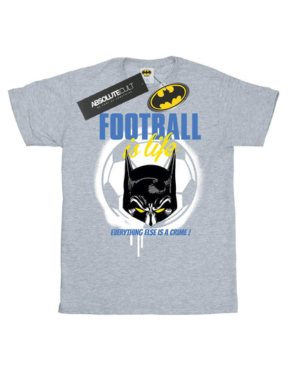 Sports Grey - Front - DC Comics Mens Batman Football is Life T-Shirt