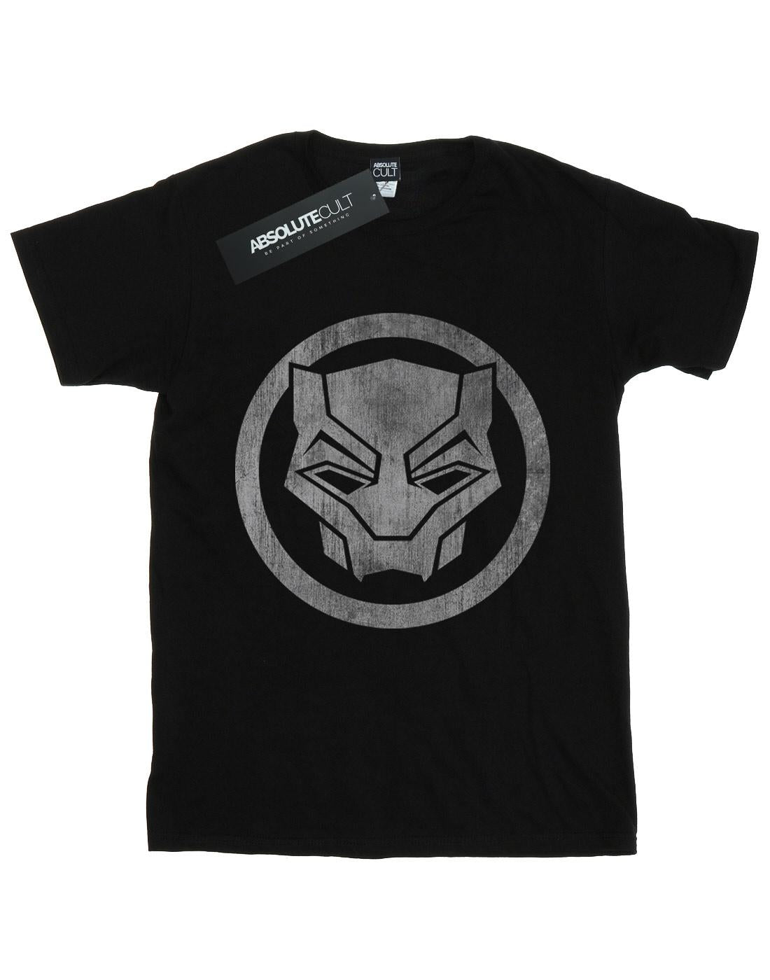 Black - Front - Marvel Womens-Ladies Black Panther Distressed Icon Cotton Boyfriend T-Shirt