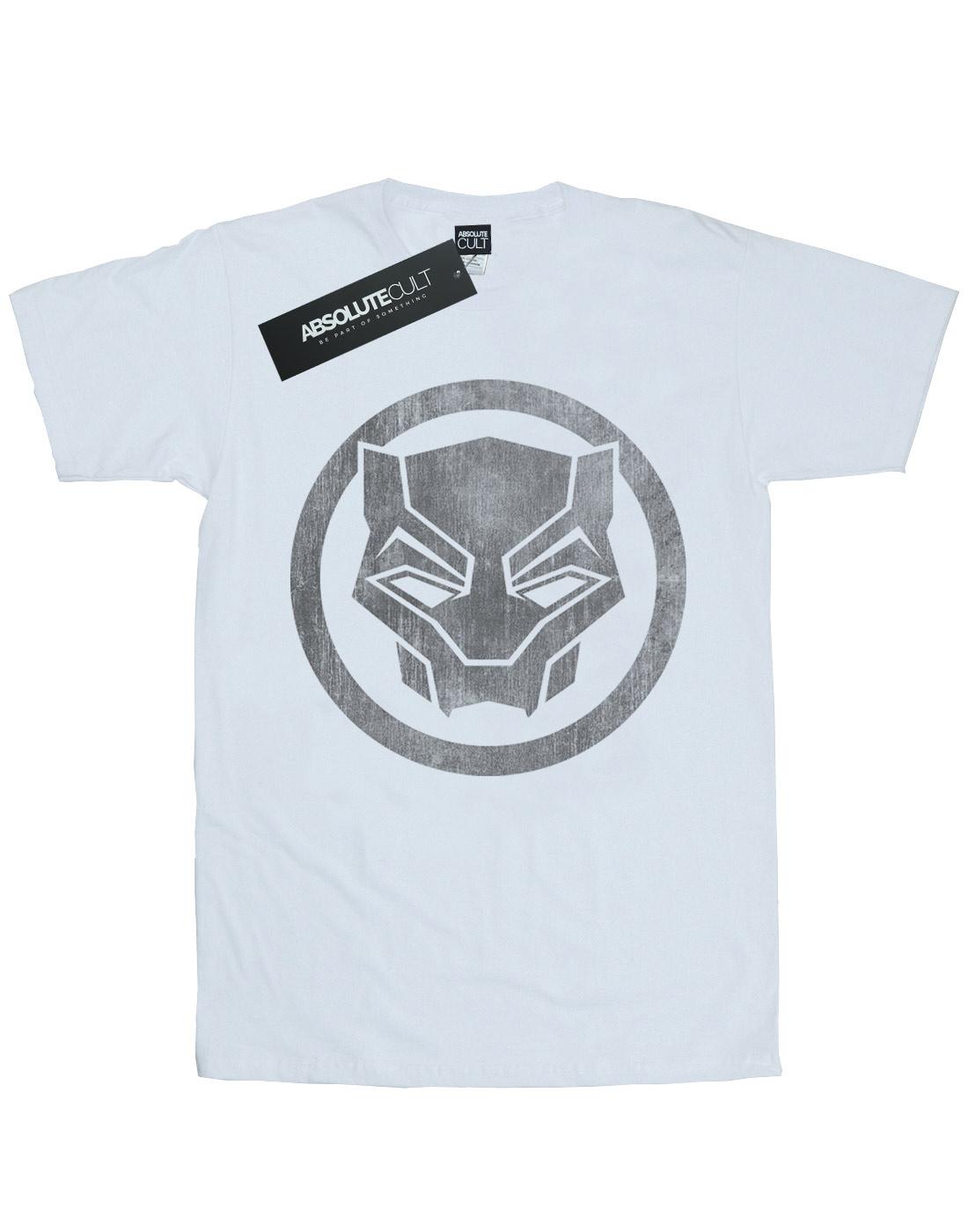 White - Front - Marvel Womens-Ladies Black Panther Distressed Icon Cotton Boyfriend T-Shirt