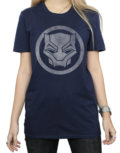 Navy Blue - Side - Marvel Womens-Ladies Black Panther Distressed Icon Cotton Boyfriend T-Shirt