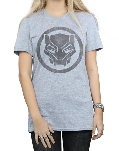 Sports Grey - Side - Marvel Womens-Ladies Black Panther Distressed Icon Cotton Boyfriend T-Shirt