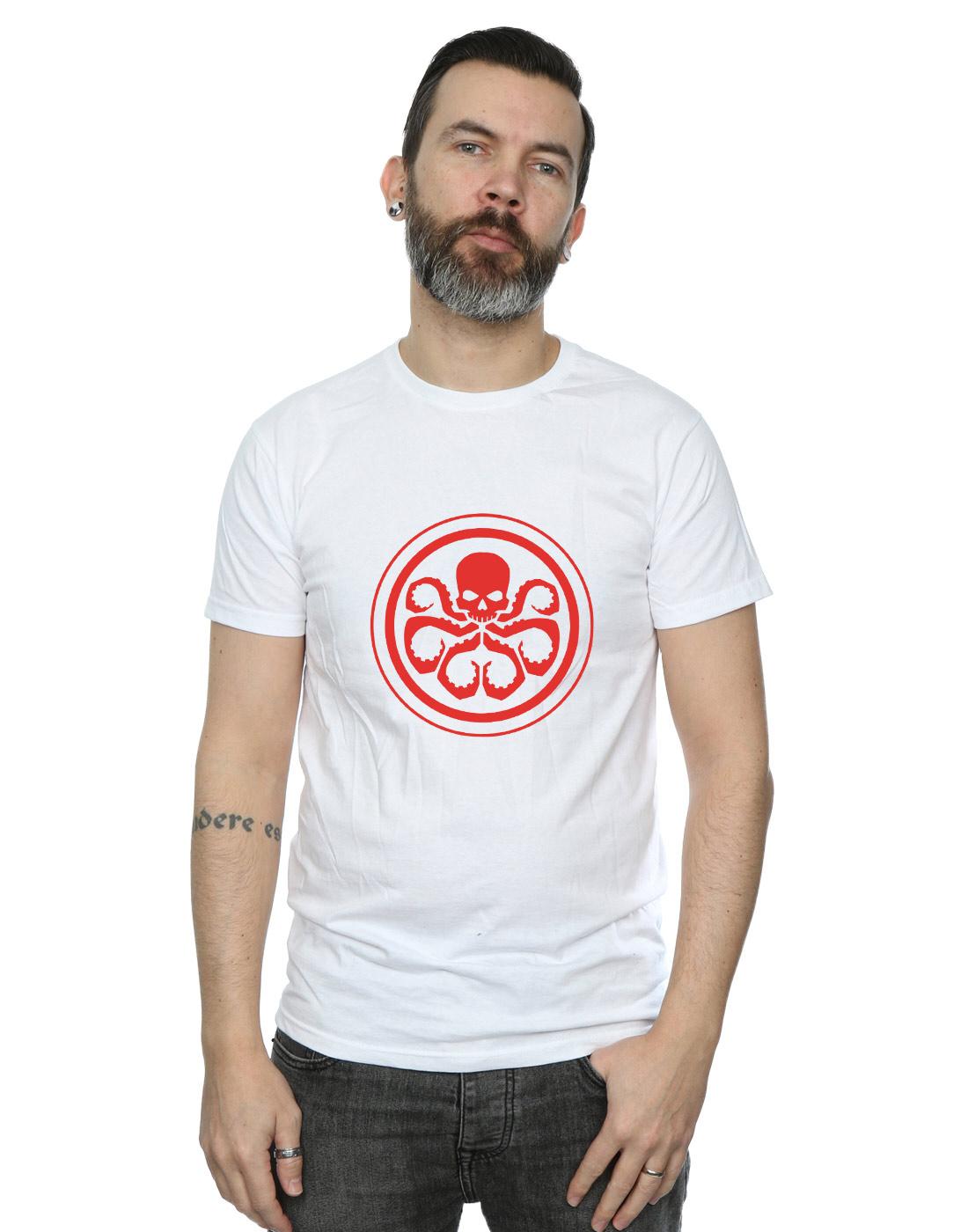 White - Back - Marvel Mens Hydra Logo Cotton T-Shirt