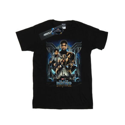 Black - Front - Marvel Womens-Ladies Black Panther Movie Poster Cotton Boyfriend T-Shirt