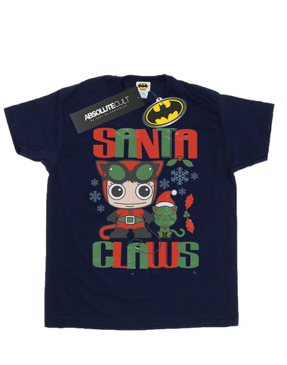 Navy Blue - Front - DC Comics Mens Chibi Catwoman Santa Claws T-Shirt