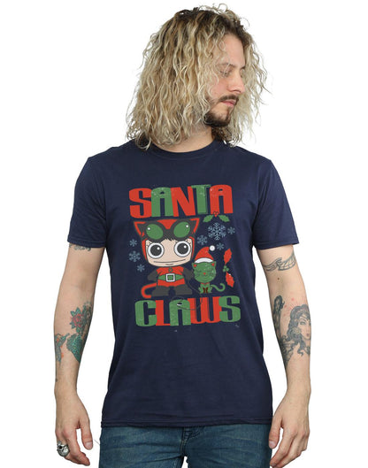 Navy Blue - Back - DC Comics Mens Chibi Catwoman Santa Claws T-Shirt