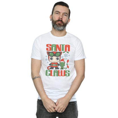 White - Back - DC Comics Mens Chibi Catwoman Santa Claws T-Shirt