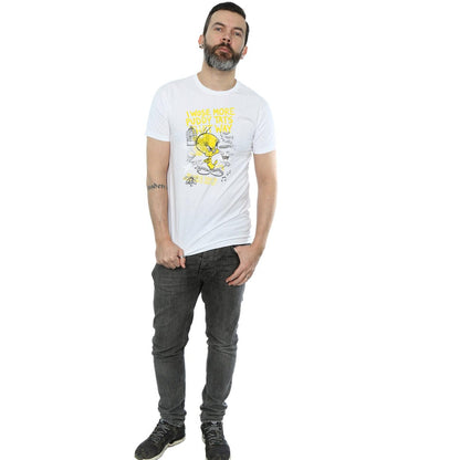 White - Side - Looney Tunes Mens More Puddy Tats Tweety Cotton T-Shirt