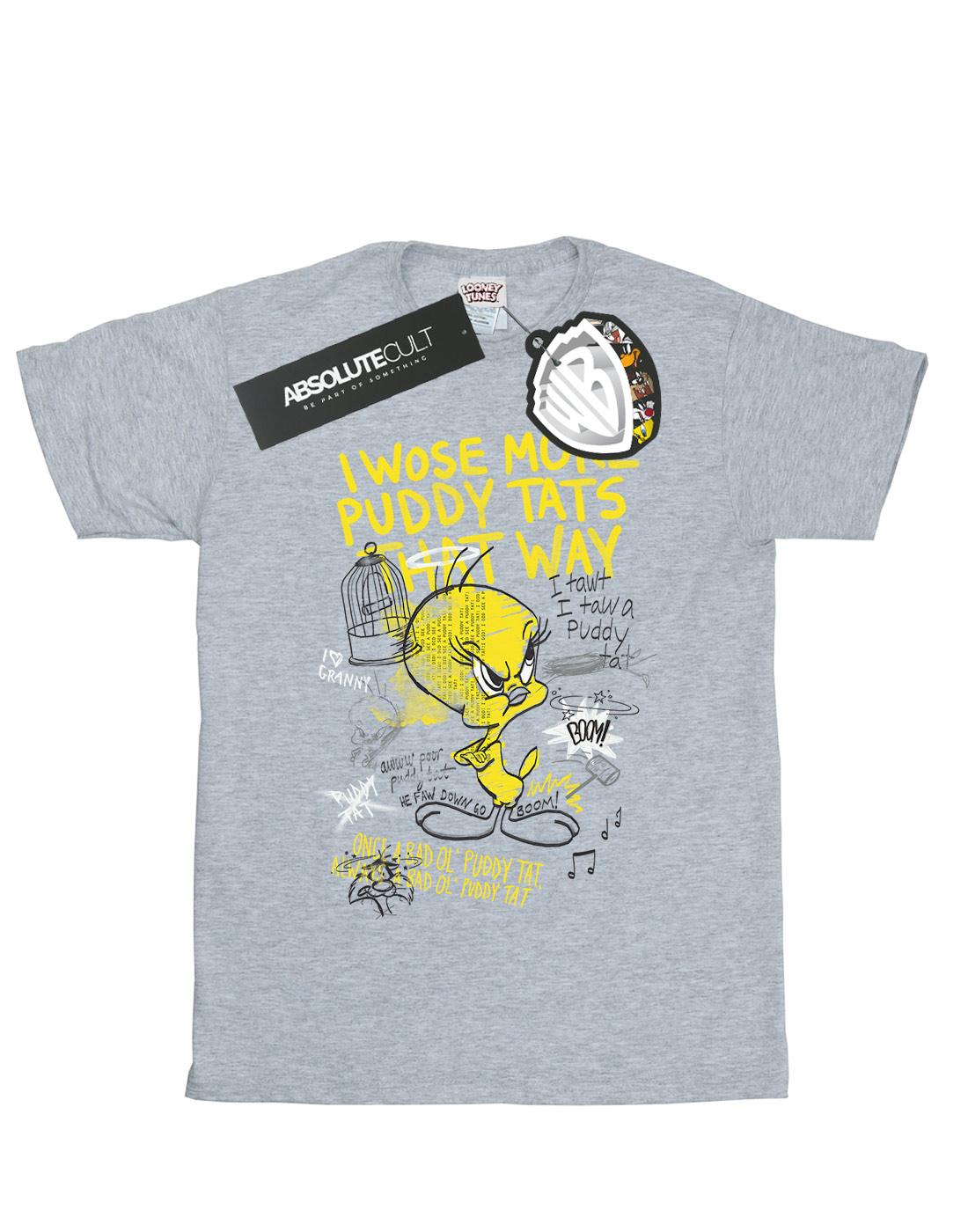 Sports Grey - Lifestyle - Looney Tunes Mens More Puddy Tats Tweety Cotton T-Shirt
