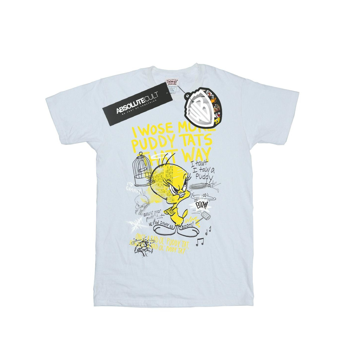 White - Lifestyle - Looney Tunes Mens More Puddy Tats Tweety Cotton T-Shirt