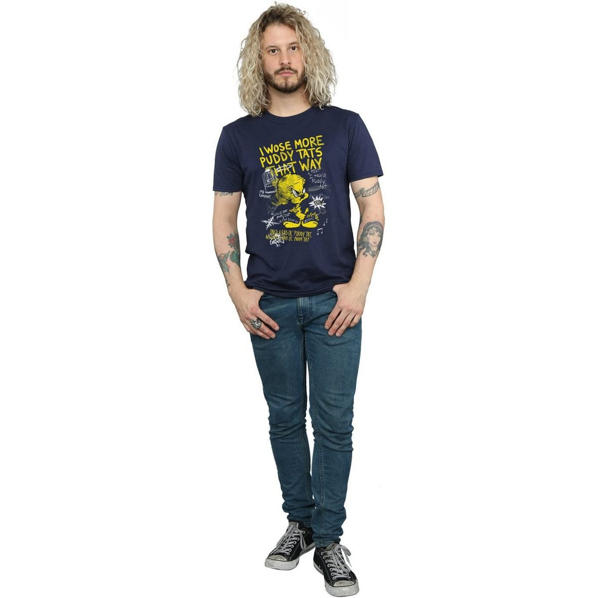 Navy Blue - Back - Looney Tunes Mens More Puddy Tats Tweety Cotton T-Shirt