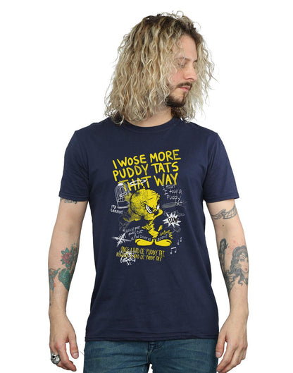 Navy Blue - Side - Looney Tunes Mens More Puddy Tats Tweety Cotton T-Shirt
