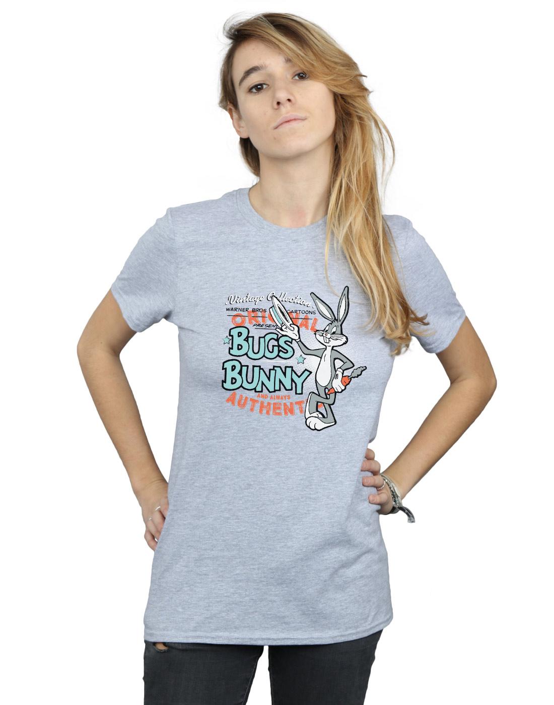 Sports Grey - Back - Looney Tunes Womens-Ladies Bugs Bunny Vintage Cotton Boyfriend T-Shirt
