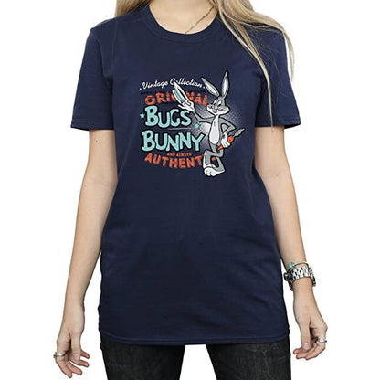 Navy Blue - Front - Looney Tunes Womens-Ladies Bugs Bunny Vintage Cotton Boyfriend T-Shirt