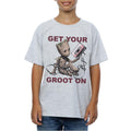 Grey - Front - Guardians Of The Galaxy Boys Get Your Groot On Heather T-Shirt